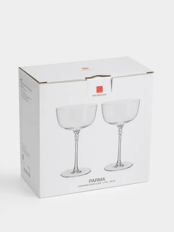 Drinking glass, 270 ml, 2 pcs, crystal glass, Twisted leg, Parma, image-5