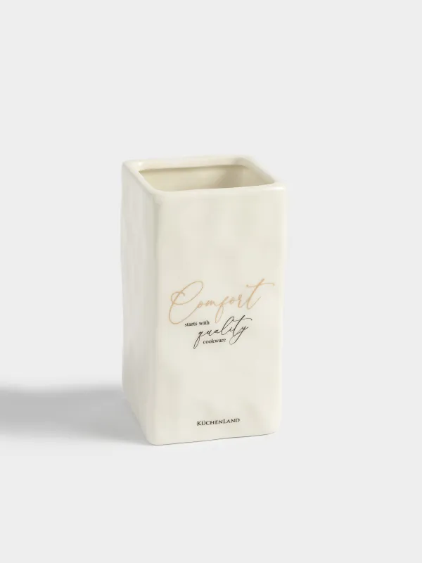 Kitchen accessories stand, 15 cm, ceramic, milky, Crumpled effect, Crumple kitchen, image-1