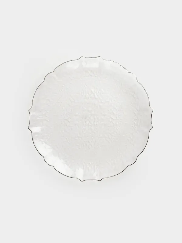 Charger plate, 33 cm, glass, with silver edging, Nautilus silver, image-0