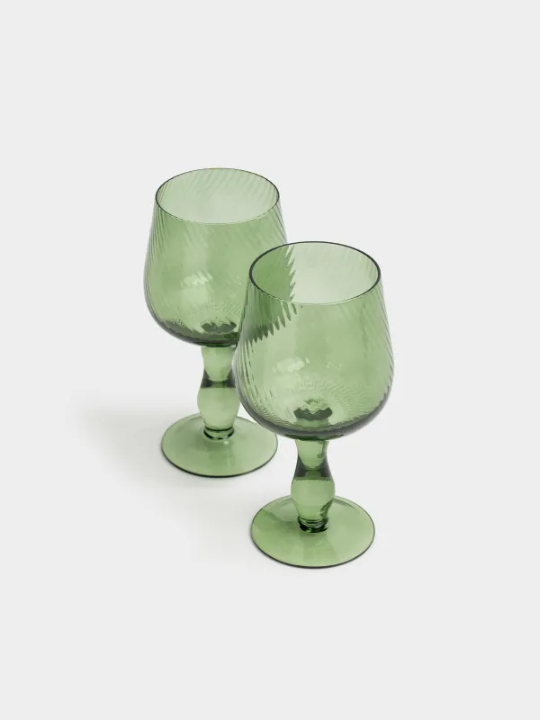 Drinking glass, 580 ml, 2 pcs, glass, green, Molinella, image-1