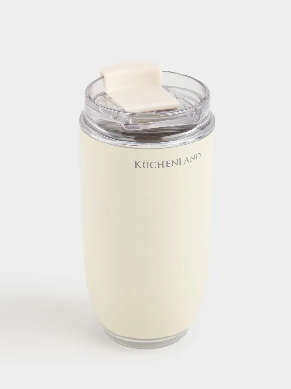 Thermo mug, 240 ml, steel / plastic, beige, Country, image-1