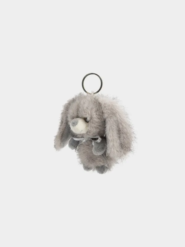 Keychain, 11 cm, soft, polyester / metal, grey, Rabbit, Rabbit, image-1