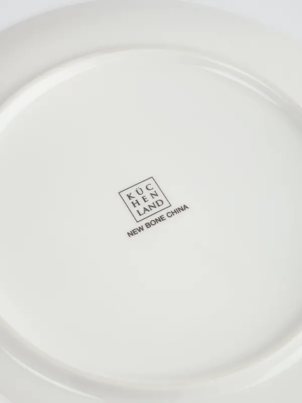 Snack plate, 21 cm, porcelain N, white, with golden edging, wildflowers, Yarrow, image-5