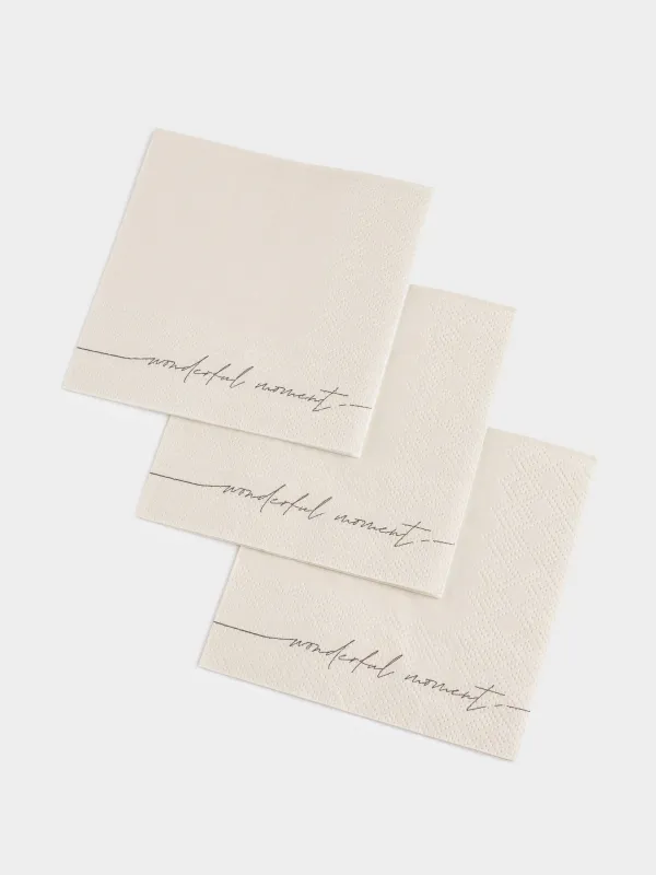 Paper napkins, 21x21 cm, 20 pcs, square, white, Wonderful moment, Scroll, image-2