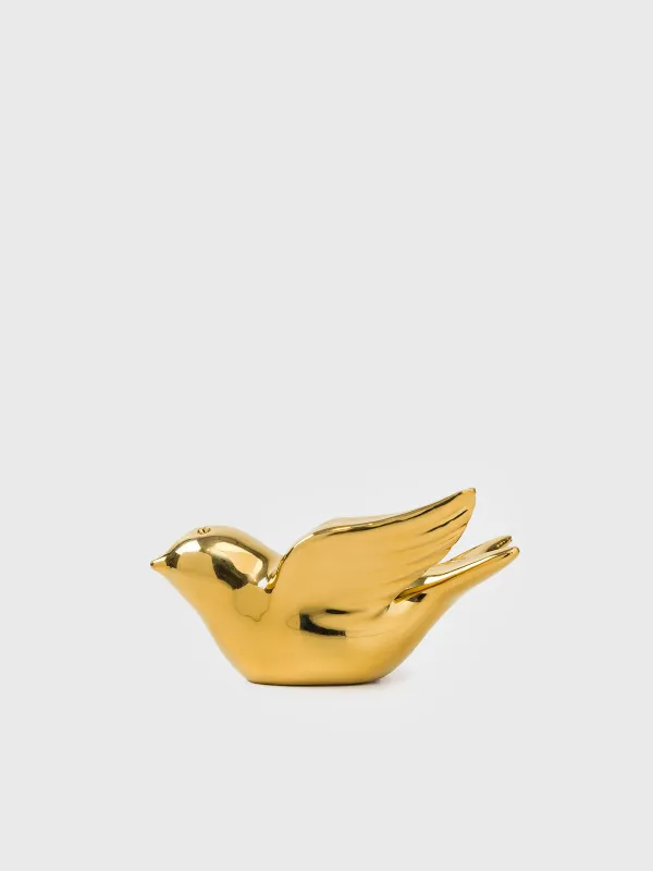 Salt or pepper container, 9 cm, porcelain P, golden, Bird, Paradise garden, image-0