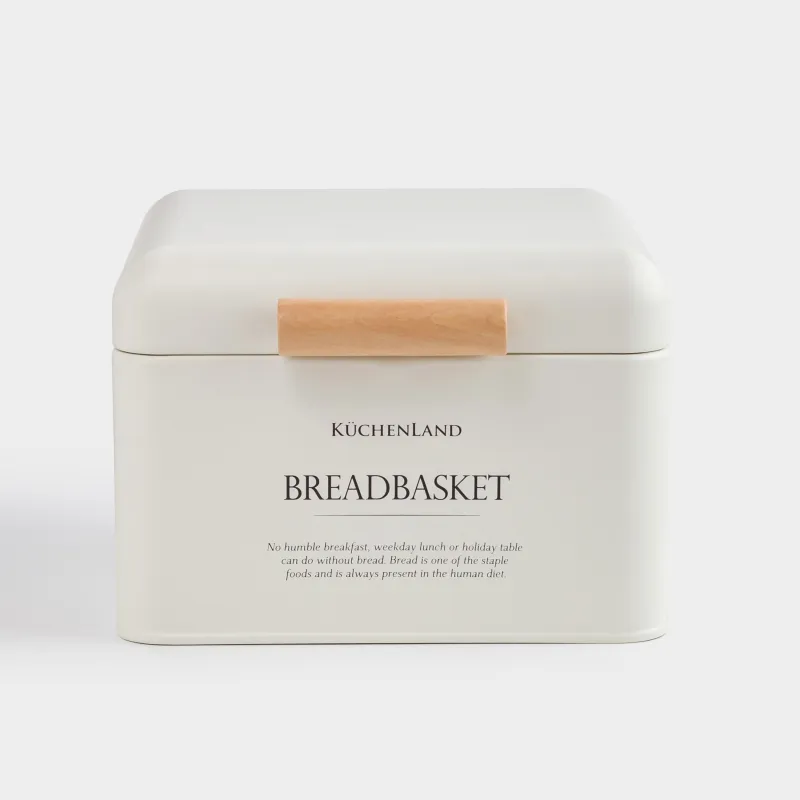 Bread box, 20x20x14 cm, metal / wood, square, dairy, Breadbasket, Course