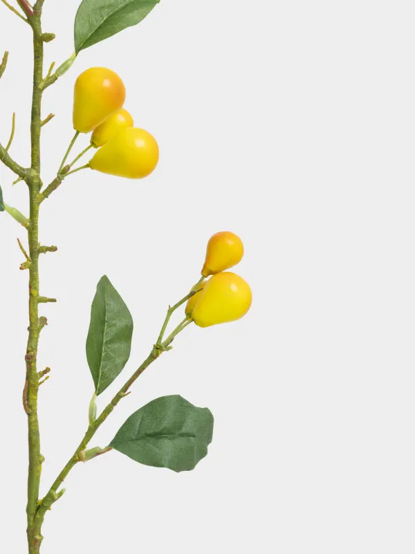 Decorative branch, 70 cm, plastic / polyester, Yellow pears, Fruit decor, image-2