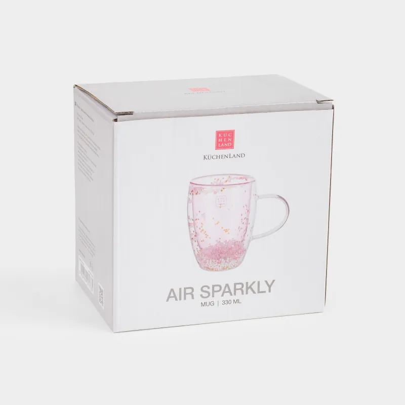 Mug, 330 ml, with balls, glass B, pink, Stars, Air sparkly, image-4