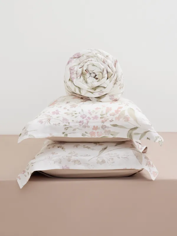 Bed linen set, euro, tencel 300 TC, milky beige, Branches, Tencel, image-5