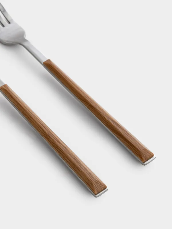 Table fork, 2 pcs, steel/plastic, brown, Prague, image-2