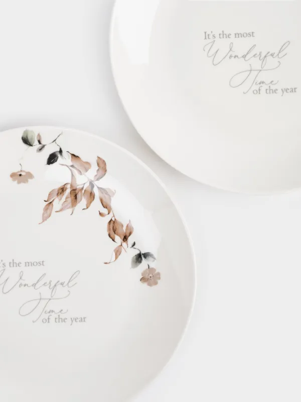 Snack plate, 20 cm, 2 pcs, porcelain N, Autumn flowers, Refined floral, image-4