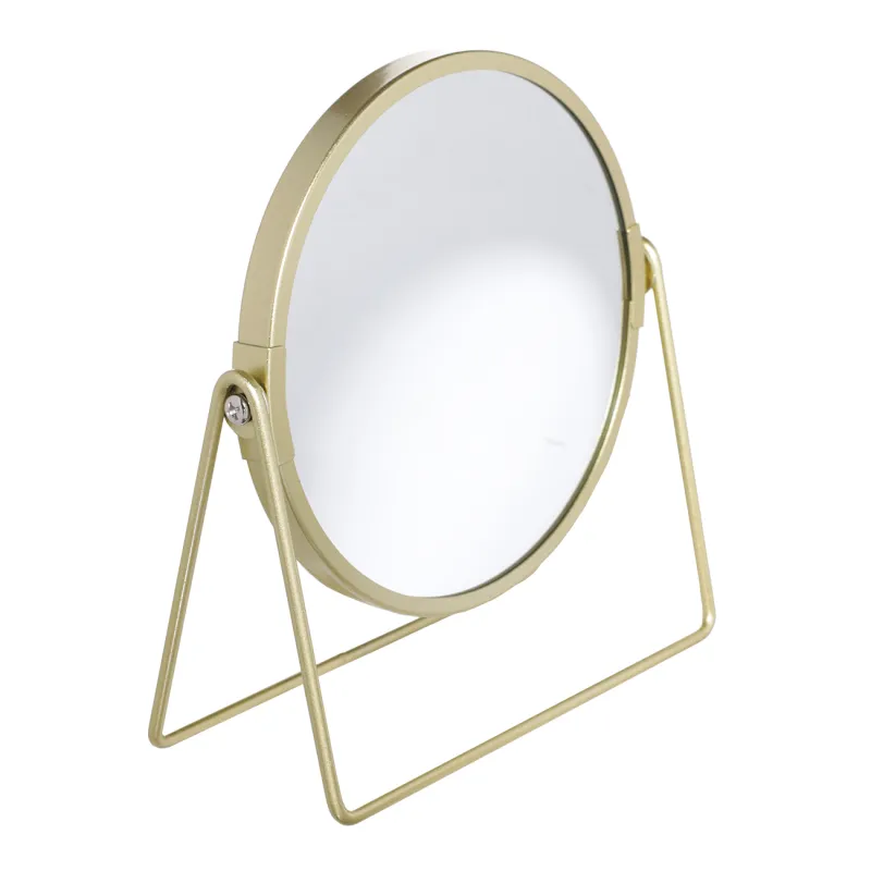 Table mirror, 18 cm, double-sided, metal, round, golden, Freya