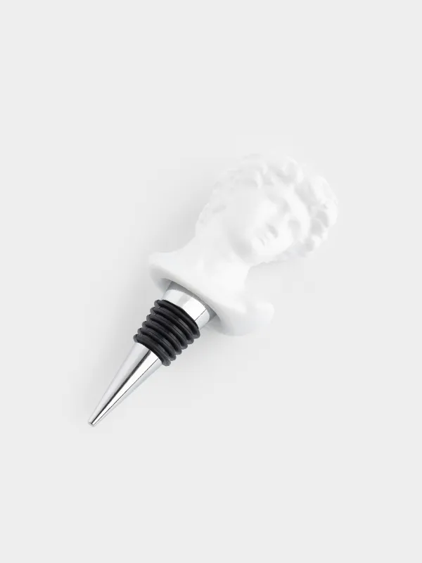 Bottle stopper, 12 cm, metal / ceramic, white, David, Apollo, image-1