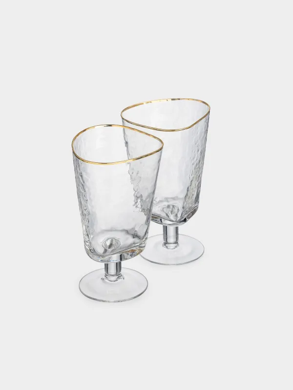 Drinking glass, 380 ml, 2 pcs, glass, golden edging, Triangle Gold, image-3