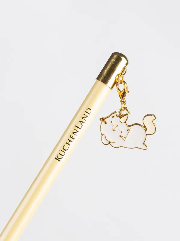 Pencil, 18 cm, black-graphite, with pendant, gray-blue, Unicorn Cat, Cat-unicorn, image-2