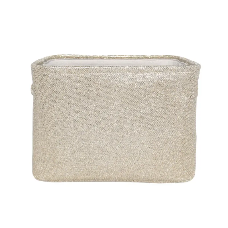 Storage basket, 30x20x20 cm, with handles, Polyester, Rectangular, Golden, Ideally, image-3
