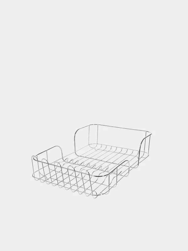 Dish rack, 43x31 cm, with tray, with drain, metal / plastic, light grey, Keepin, image-1