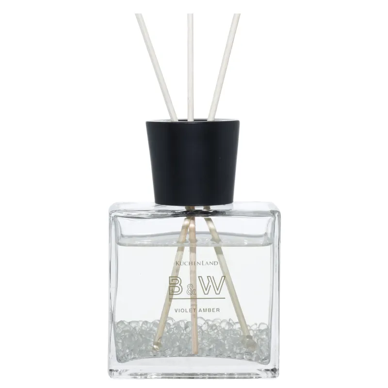 Aroma diffuser, 100 ml, with crystals, Violet Amber, B&W, image-0