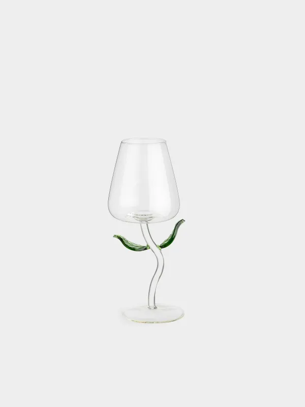 Drinking glass, 470 ml, Glass, Green leaves, Shape, image-0