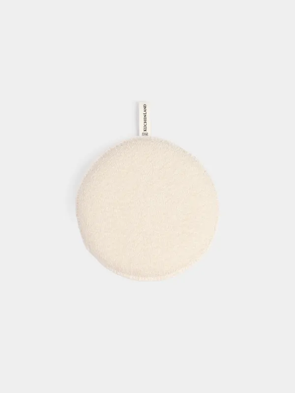 Face and body washcloth, 13 cm, with holder, nylon / cotton, beige, Unique spa, image-0