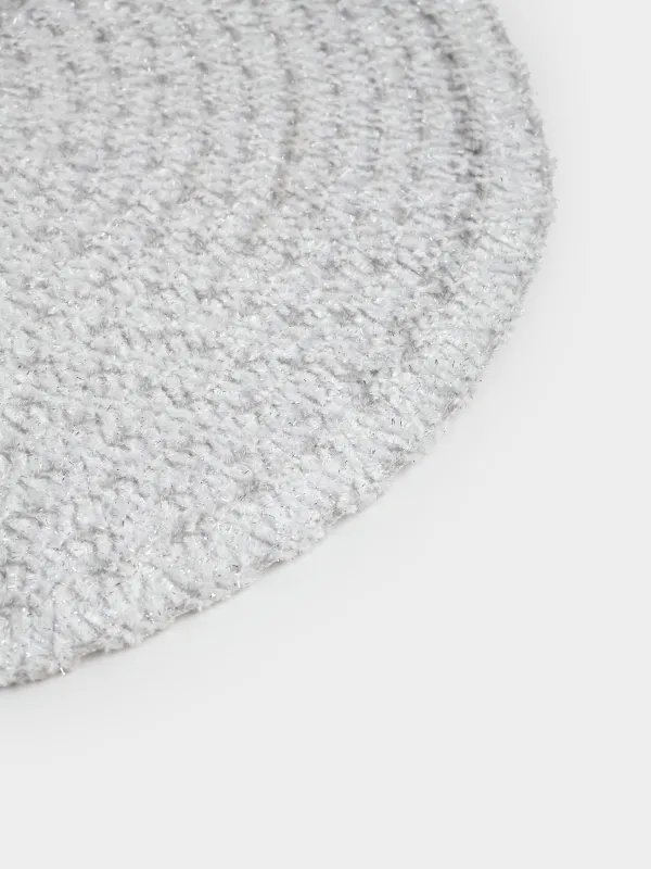 Placemat, 38 cm, chenille, round, silver-gray, Chenill, image-3