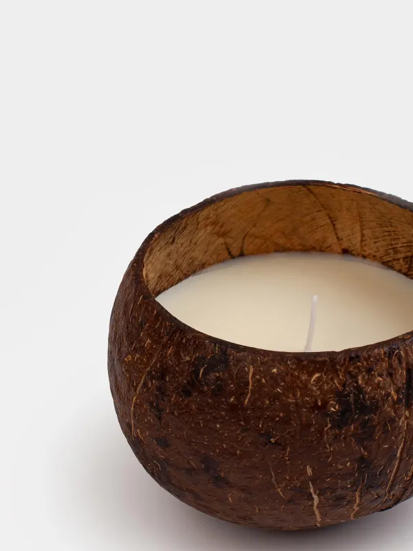 Scented candle, 12х9 cm, in a coconut holder, Summer Sunset, Coast, image-2