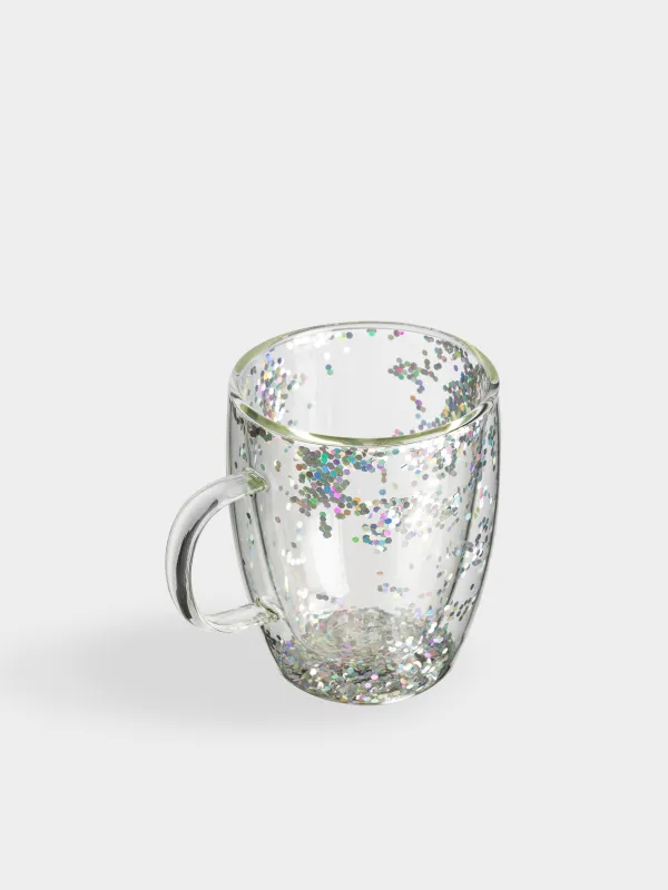 Mug, 290 ml, 2 pcs, glass B, with silver glitter, Air sparkly, image-4