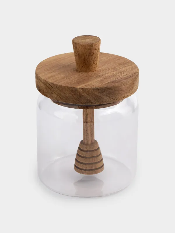 Honey jar, 400 ml, with spoon, Used glass, Noble tree, image-1