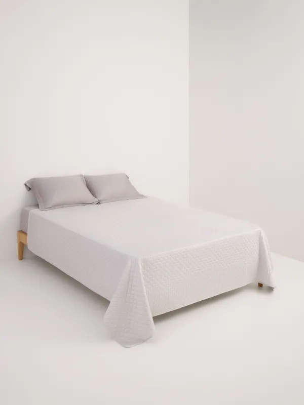 Bedspread, 220x240 cm, quilted, corduroy/microfiber, beige-gray, Stitch velvet, image-3