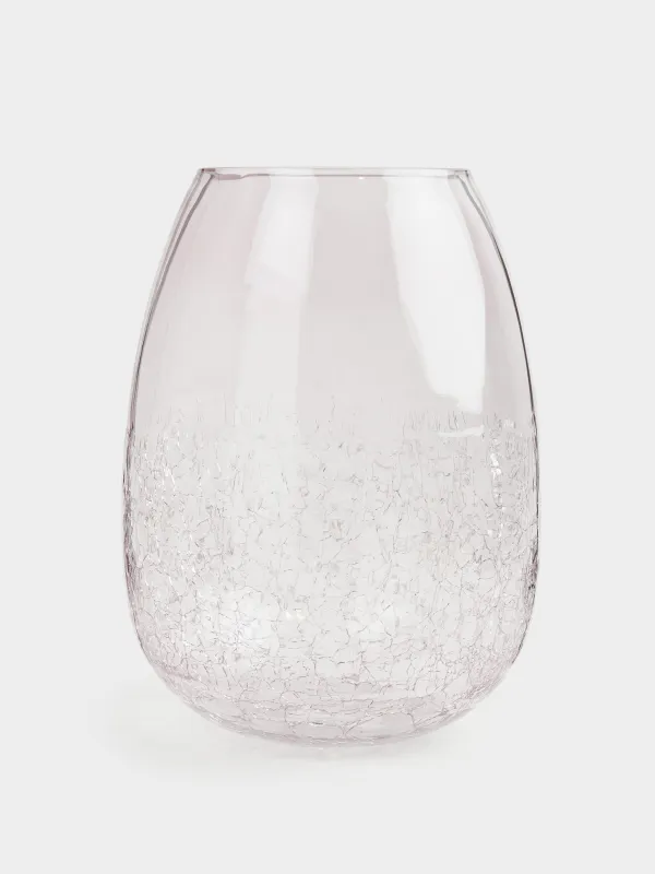 Flower vase, 25 cm, glass, purple, Craquelure, Ice, image-1