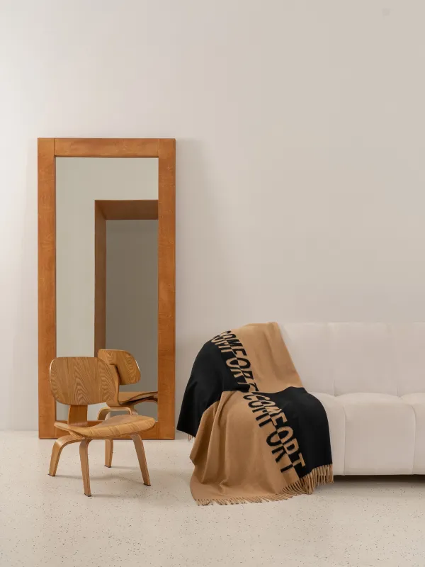 Plaid, 130x170 cm, with fringe, polyester, beige-black, Comfort, Soft home, image-7