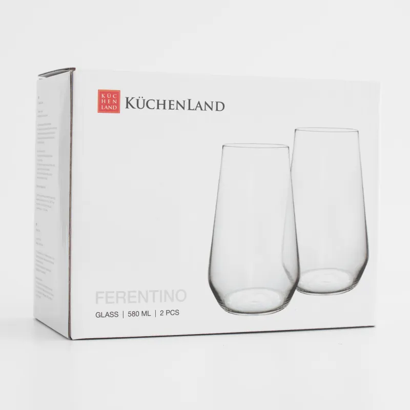 Glass, 14 cm, 580 ml, 2 pcs, crystal glass, Ferentino, image-3