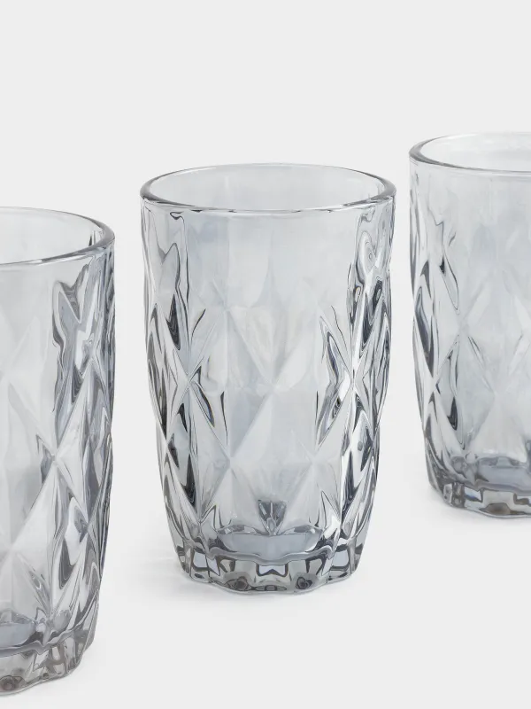 Glass, 12 cm, 340 ml, 6 pcs, glass R, gray, Rhomb color, image-2