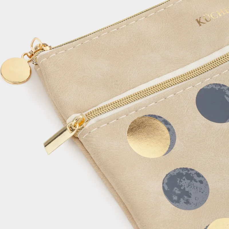 Pencil case, 21x14 cm, 2 compartments, polyurethane, silver, Moon, Eclipse, image-3