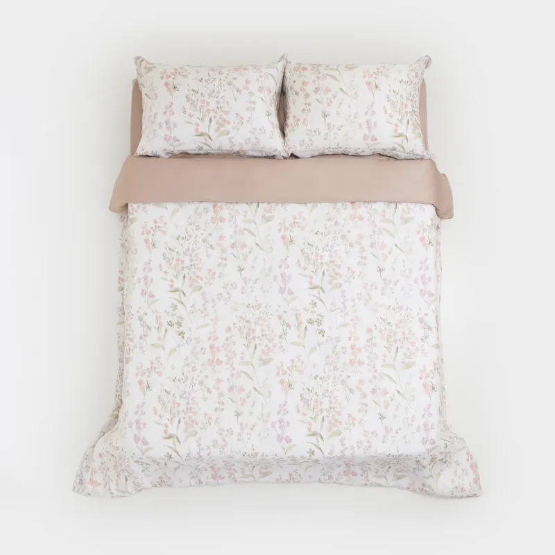 Bed linen set, euro, tencel 300 TC, milky beige, Branches, Tencel