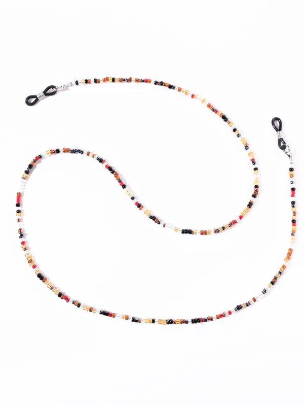 Eyeglass chain, 71 cm, beads / metal, color, Boho, Pearl color, image-2