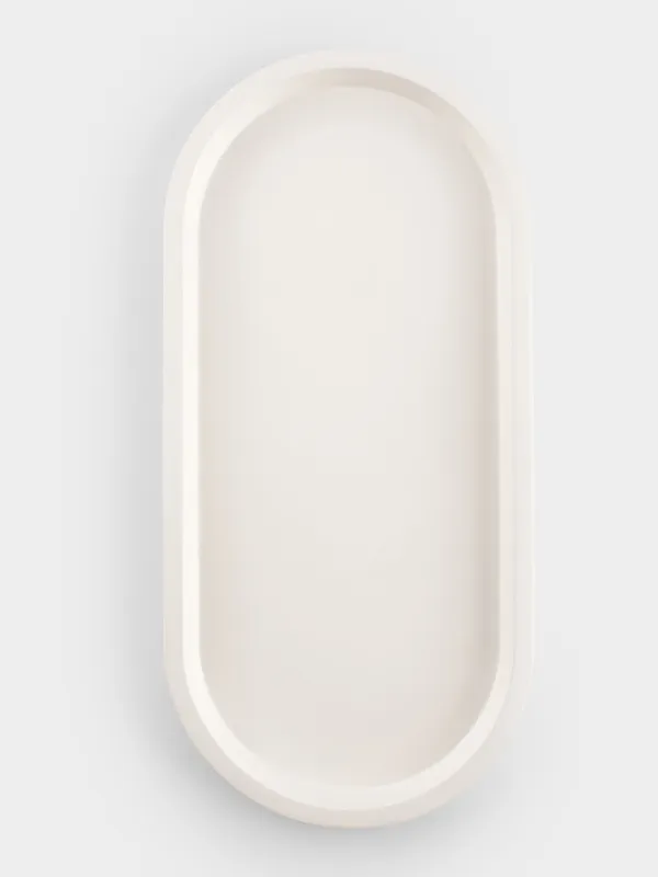 Bath tray, 27x13 cm, polyresin, milky, White stripes, image-4