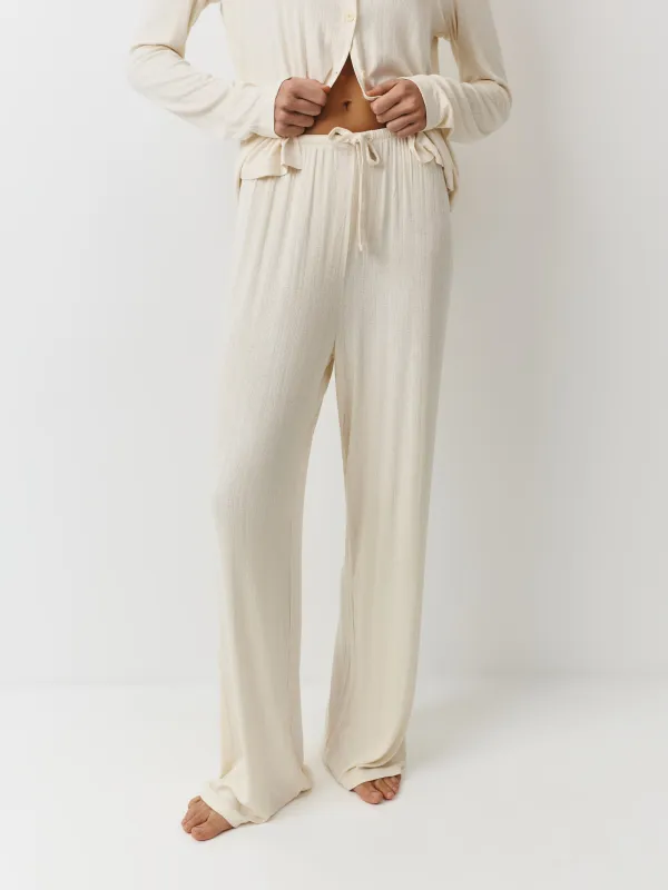 Women's trousers, homewear, size L, modal / viscose / elastane, yellow, Dirona, image-1