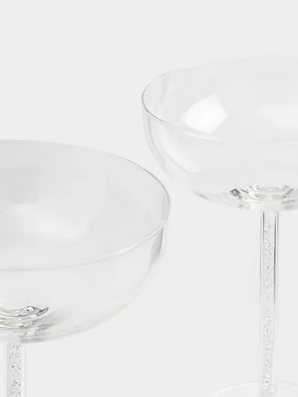 Drinking coupe glass, 300 ml, 2 pcs, glass / rhinestones, Crystal, image-1