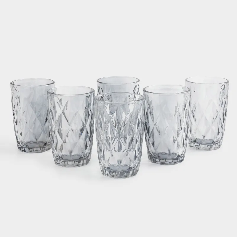 Glass, 12 cm, 340 ml, 6 pcs, glass R, gray, Rhomb color, image-0