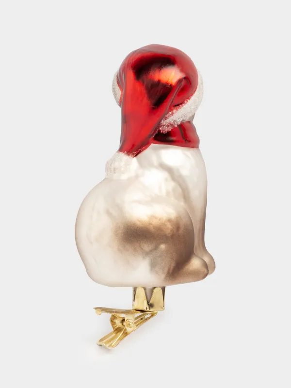 Christmas tree toy, 11 cm, on a clip, glass, Cat in scarf, Figure christmas, image-2