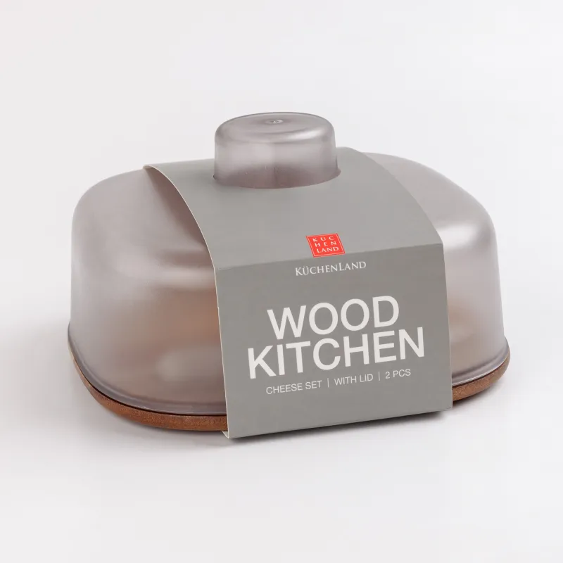 Cheese set, 2 pcs, dish board / dome, steel / wood / plastic, Noble tree, image-8
