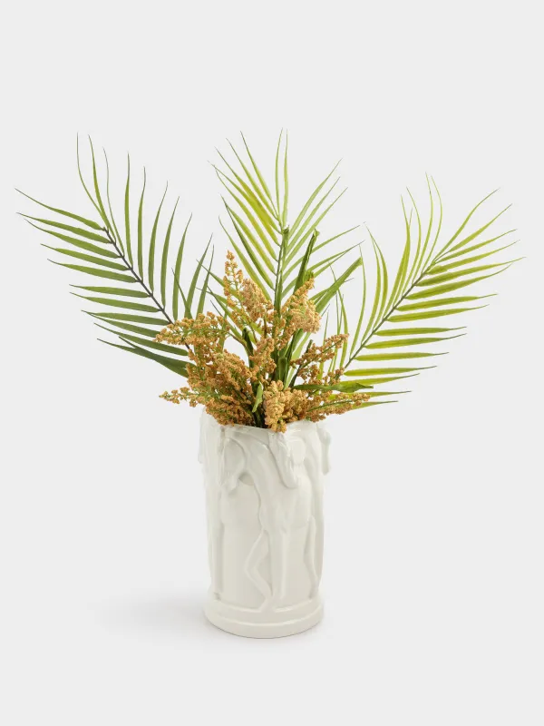 Flower vase, 24 cm, ceramic, milky, Horses, Horse pattern, image-4