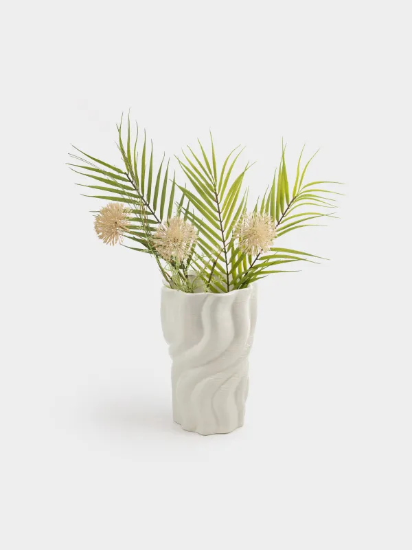Flower vase, 26 cm, ceramic, white, Bends, Crumple, image-3
