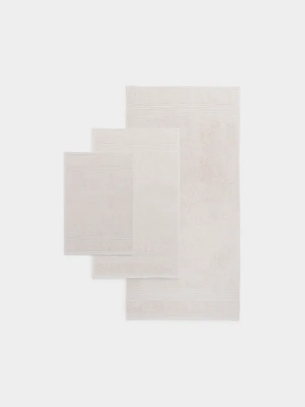 Towel set, 40x60 / 50x90 / 70x140 cm, 3 pcs, cotton, beige, Natural cotton, image-1