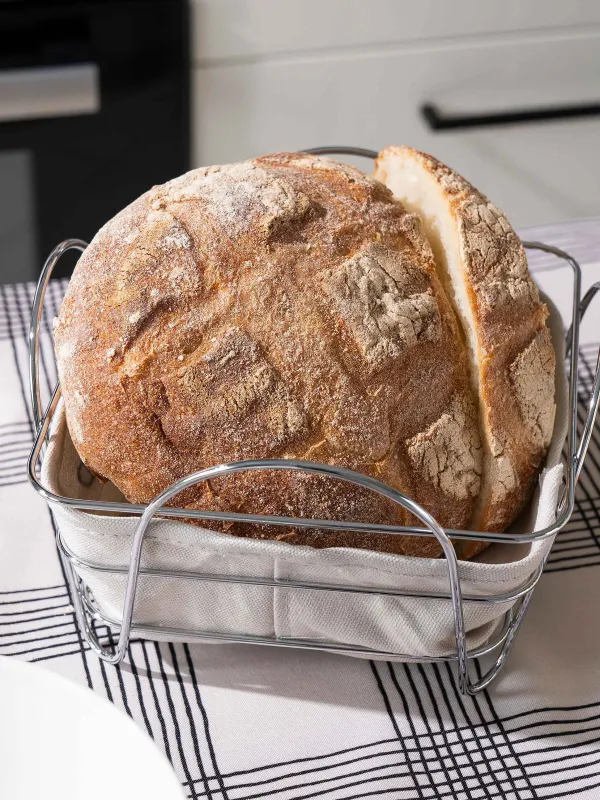 Bread basket, 21x21 cm, cotton/metal, square, Grey/silver, Twist silver, image-5