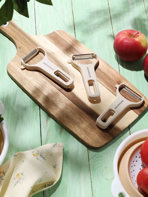 Vegetable peeler set, 3 pcs, Steel / plastic, Cream, Shred, image-4