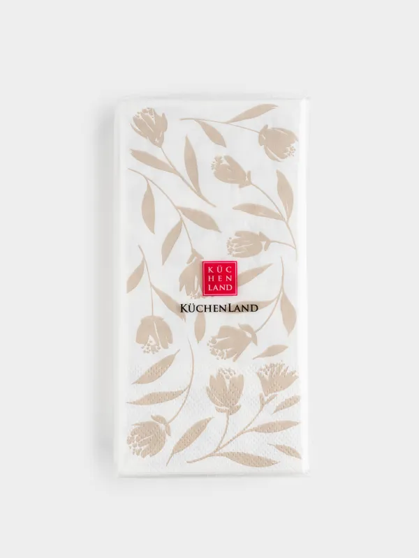 Paper napkins, 33x33 cm, 20 pcs, rectangular, white, Leaves, Print, image-3
