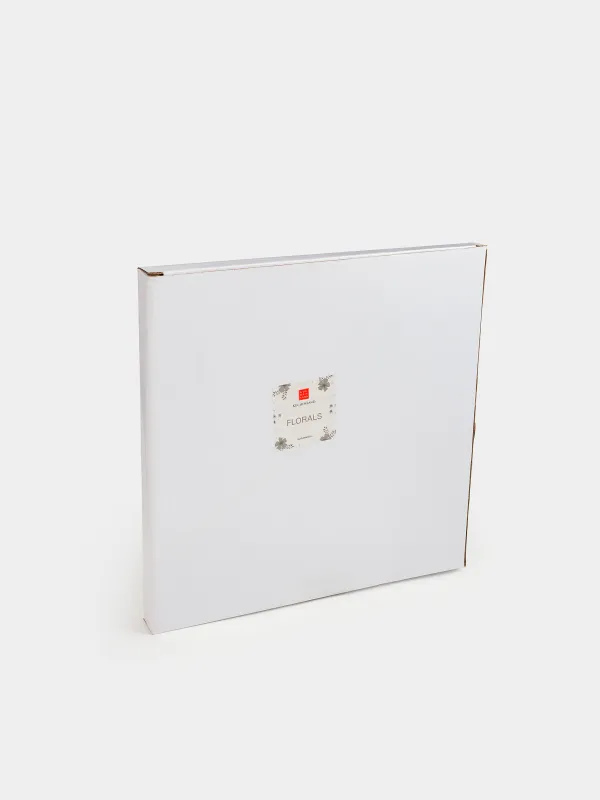 Dinner plate, 27 cm, porcelain P, milky, with golden edging, Grey flowers, Florals, image-5