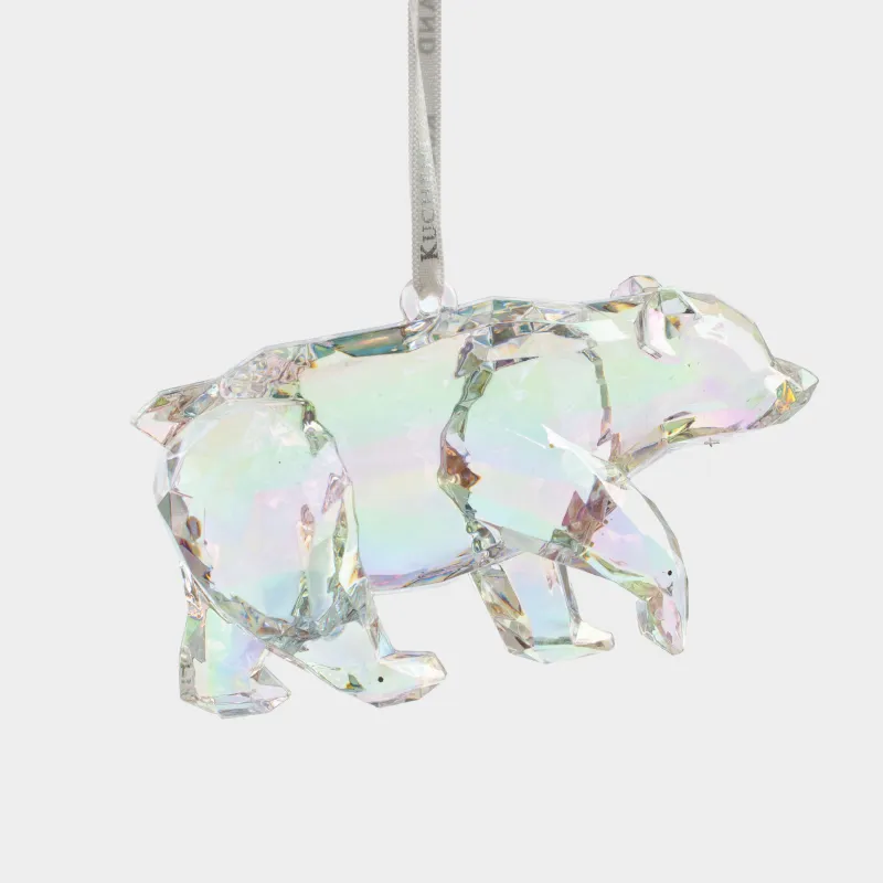 Christmas tree toy, 10 cm, acrylic, mother of pearl, Bear, Figure crystal, image-1